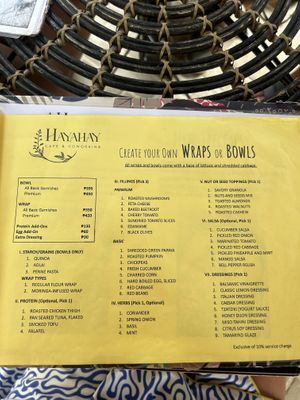 Menu may  at Hayahay Cafe in El Nido