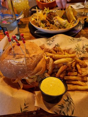 Vegan falafel burger at Rockabilly Burger Bar - Las Canteras in Gran Canaria