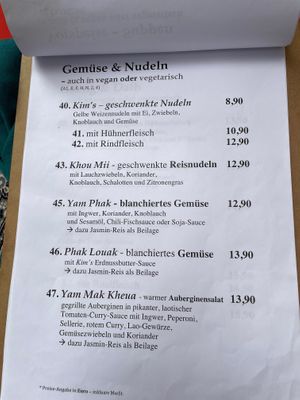 Menu at Kim's Kitchen in Hamburg