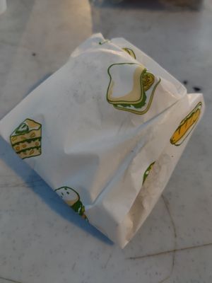 Wrapped vege burger. at Sentul Vegetarian Burger and Satay - Food Stall in Kuala Lumpur