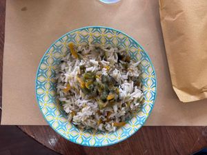 Basmati rice with vegetables   at Anarres Libreria-Bistrot in Milan