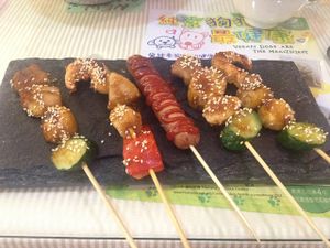 Delicious BBQ Skewers at Loving Hut 愛家 - QingZhong St in Tainan