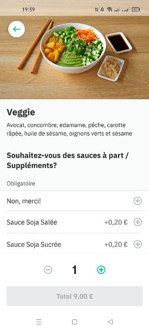 Menu from deliveroo - bowl at Maki Maki in Brussels