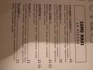 On the menu veggie and vegan options separately marked at Maki Maki in Brussels