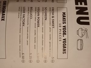 Veggie and vegan options separately marked at Maki Maki in Brussels