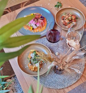 .. dishes from the evening a-la-carte menu and some alcohol-free wine😄  at Vita Rama in Sofia