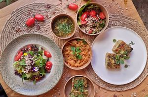 The lunch menu is different every day - to be served or as take away at Vita Rama in Sofia