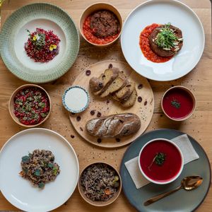 Healthy vegan dishes  at Vita Rama in Sofia