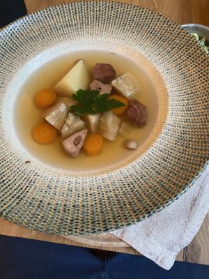 Jackfruit soup that tastes of jackfruit   at Vita Rama in Sofia