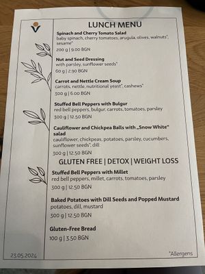 Lunch menu before 12 pm  at Vita Rama in Sofia