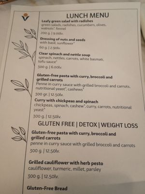 Lunch menu only on Mondays. Bigger menu other days.  at Vita Rama in Sofia