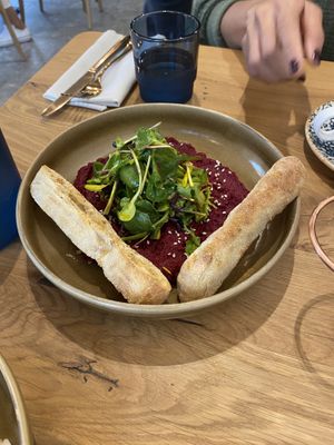Beetroot hummus  at Vita Rama in Sofia