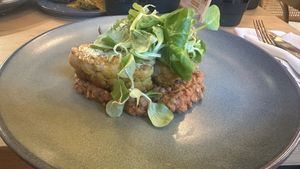 Cauliflower steak with lentils  at Vita Rama in Sofia