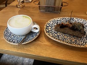 oat matcha and fruit cake   at Vita Rama in Sofia