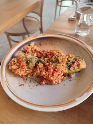 Buckwheat stuffed courgette at Vita Rama in Sofia
