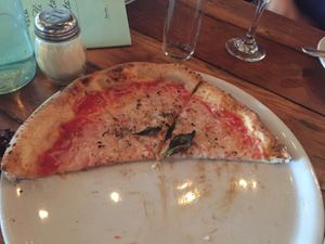 Remaining half of a vegan Mark and Rita pizza  at Porta in Asbury Park
