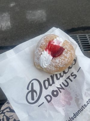 Vegan jam and cream donut  at Daniel's Donuts - Flinders in Melbourne