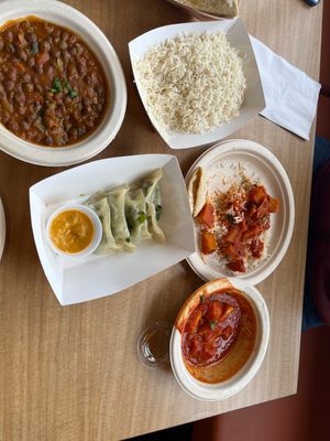 Vindaloo, veggie Momo, Kala Chana, Tawa Roti  at Great Taste Indian and More in Highlands Ranch