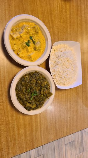 Korma w/ tofu and mushrooms & Saag w/ Mushrooms and mixed vegetables at Great Taste Indian and More in Highlands Ranch