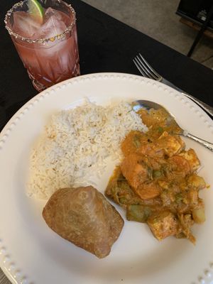 Samosa, tikka masala (drink not from restaurant!)  at Great Taste Indian and More in Highlands Ranch
