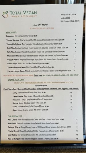 Menu pg1  at Great Taste Indian and More in Highlands Ranch