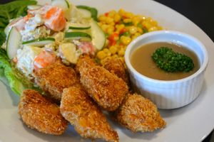 Southern fried (veggie) chicken with potato salad at The Vegetarian Kitchen in Quezon City