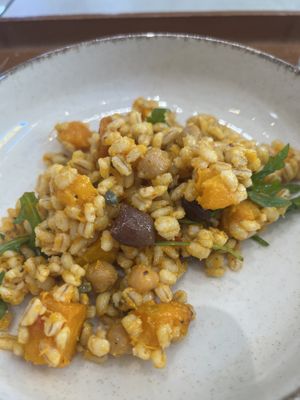 Orzo con olive, pomodori secchi, zucca, ceci  at Fola in Milan