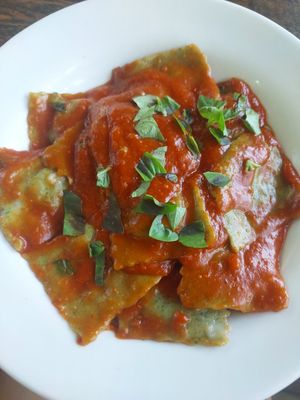 Spinach ravioli at My House in 