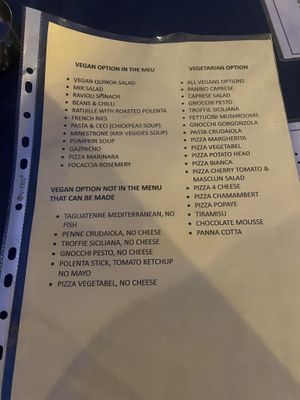 Separate vegan menu when you ask   at My House in 