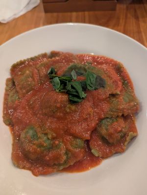 Spinach ravioli at My House in 