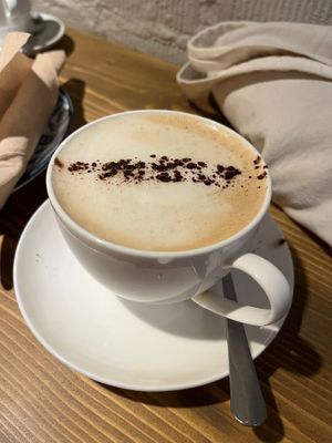 Cappuccino at VegAmazing Doughnuts - Tirso de Molina in Madrid
