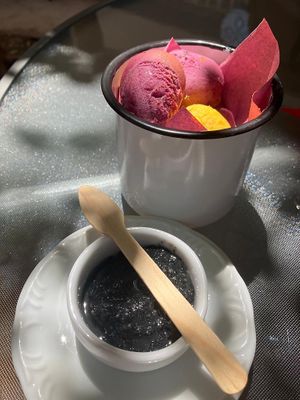 Black tahine and vegan pão de queijo at Civitá Café in Brasilia