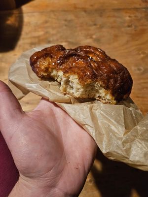 Carmel apple fritter from the October menu! at Lovebirds Donuts in Portsmouth