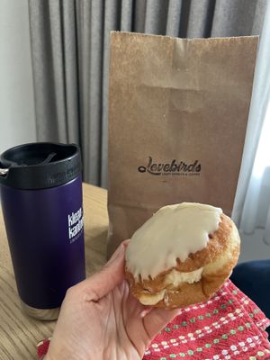 Maple Icing filled with Vanilla Buttercream 🤌  at Lovebirds Donuts in Portsmouth