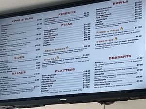 Menu (April 2023)  at Firestix Greek Grill in Haskell