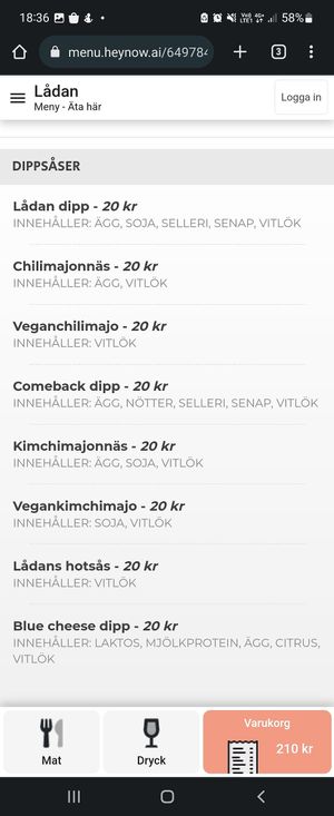 Vegan chili mayo and vegan kimchi mayo at Lådan in Stockholm