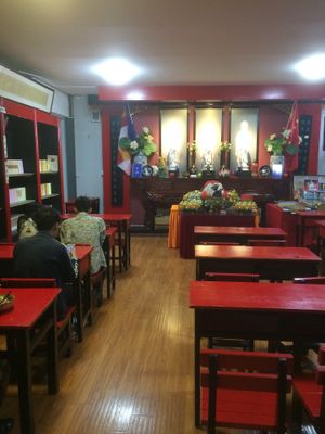 Small Buddhist temple inside  at Yi Ran Tang Vegetarian Buffet in Dali