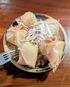 Desert with banana and Peanuts at Greentable in Hamburg