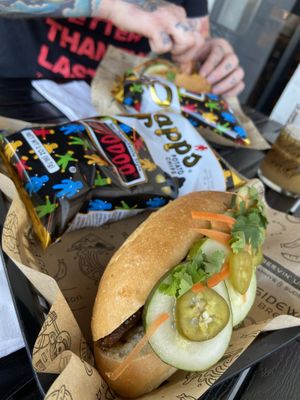 Bahn mi with tempeh and vegan Mayo  at Sideward Brewing Co in Orlando