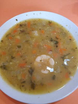 Sopa de verduras de entrada at Restaurante Vegetariano Naturaleza y Salud in Lima