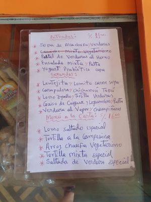 Algunas cosas pueden tener huevo, pero muchas son veganas, es mejor preguntar, nosotros pedimos sin derivados at Restaurante Vegetariano Naturaleza y Salud in Lima