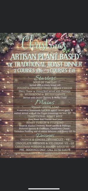Christmas menu  at Artisan Tap in Stoke-on-trent