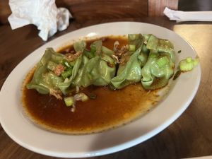 Steamed vegan gyoza   at Rakkan Ramen in Chicago