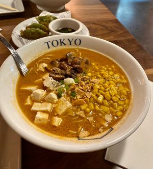Vegan Spicy Garnet Ramen  at Rakkan Ramen in Chicago