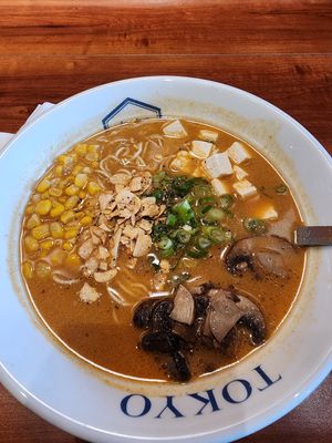 Spicy Garnet Ramen at Rakkan Ramen in Chicago