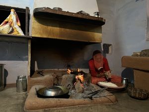 Traditional cooking with the fire   at Chhotaram Prajapat's Homestay in Jodhpur