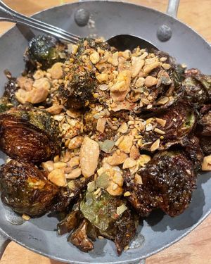 Egyptian style fried Brussels sprouts   at Nue in Seattle