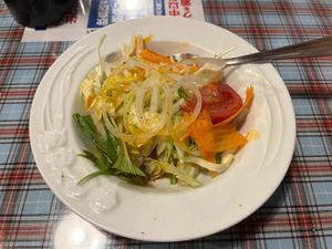 salad - I put garlic pepper oil, salt, and pepper on it. at Sasso Nero in Kuroishi