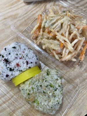 Onigiri and tempura  at Oka's in Kowloon