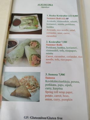 Menu at Loving Hut in Helsinki